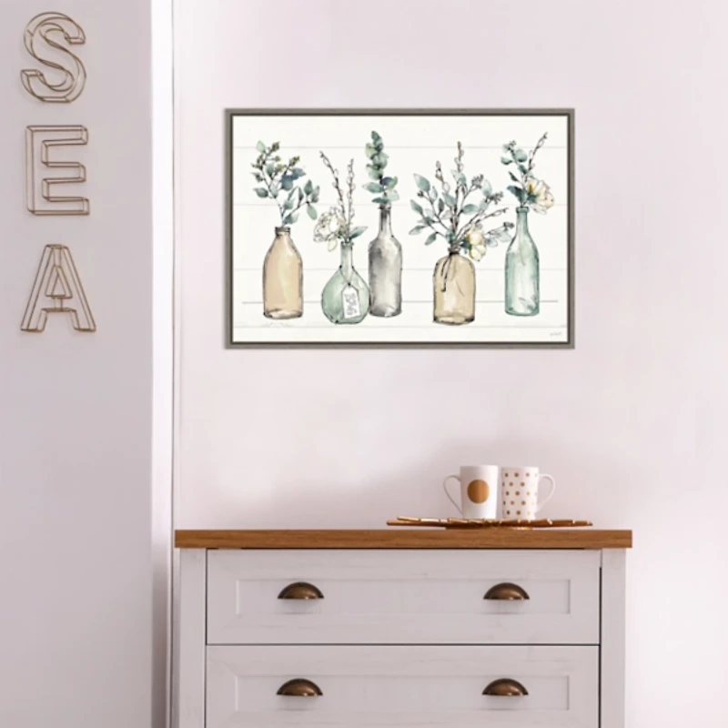 Modern Farmhouse Floral Framed Canvas Art Print