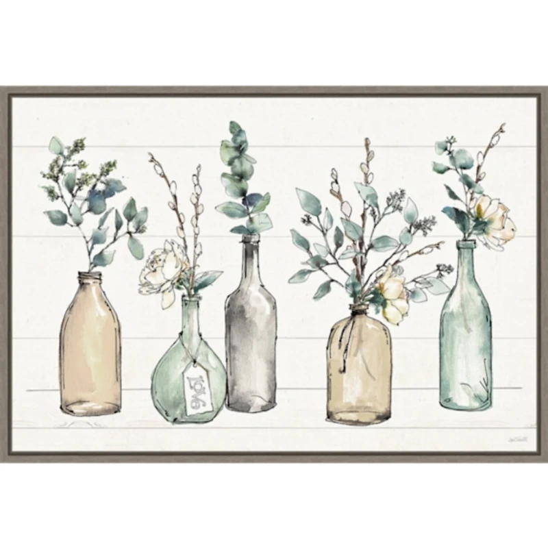 Modern Farmhouse Floral Framed Canvas Art Print