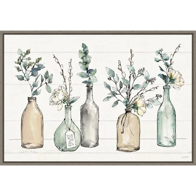 Modern Farmhouse Floral Framed Canvas Art Print