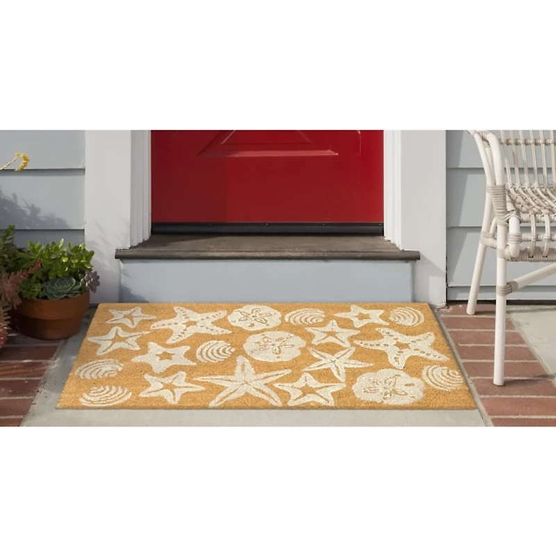 Starfish and Sand Dollars Coir Doormat