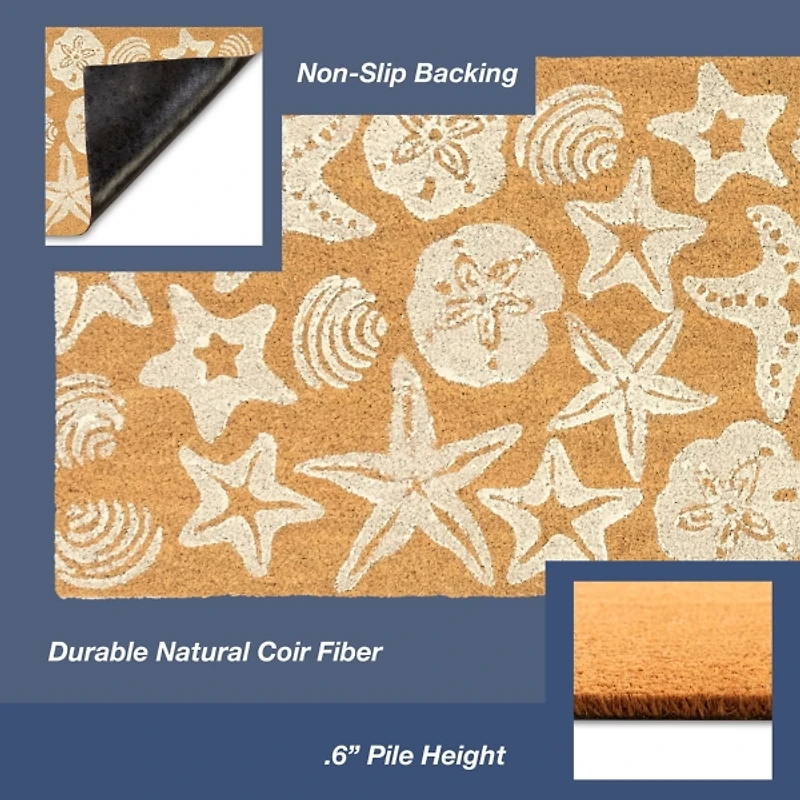 Starfish and Sand Dollars Coir Doormat