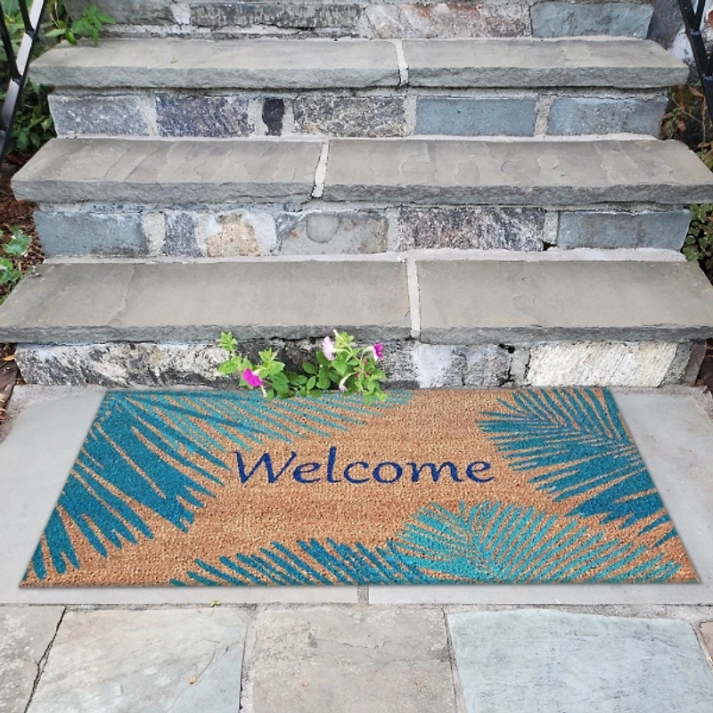 Palm Fronds Welcome Coir Doormat