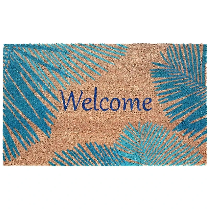 Palm Fronds Welcome Coir Doormat