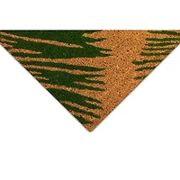Green Palm Fronds Welcome Coir Doormat