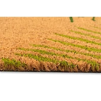 Green Palm Fronds Welcome Coir Doormat