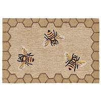 Natural Honeycomb & Bees Outdoor Accent Rug