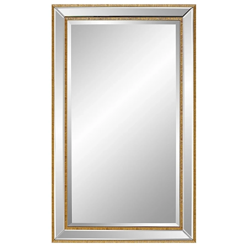 Gold Beveled Rectangular Wall Mirror