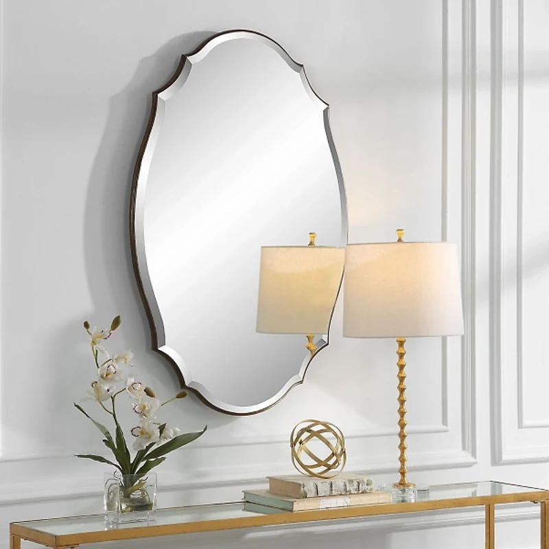 Antique Bronze Curved Wall Mirror