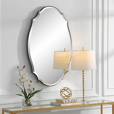 Antique Bronze Curved Wall Mirror