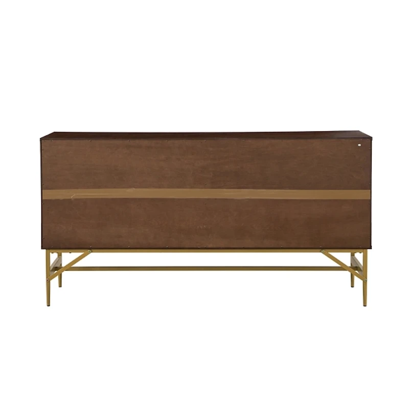 Walnut and Gold Linear Cabinet