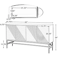 Walnut and Gold Linear Cabinet