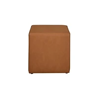 Newton Carmel Faux Leather Square Ottoman