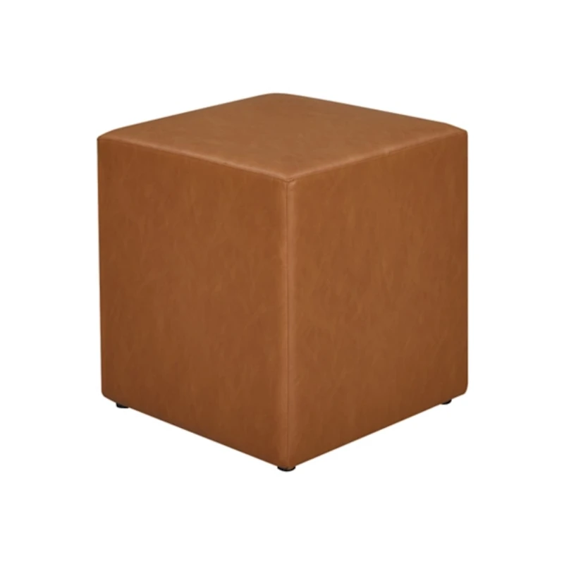 Newton Carmel Faux Leather Square Ottoman