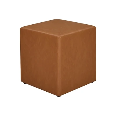 Newton Carmel Faux Leather Square Ottoman