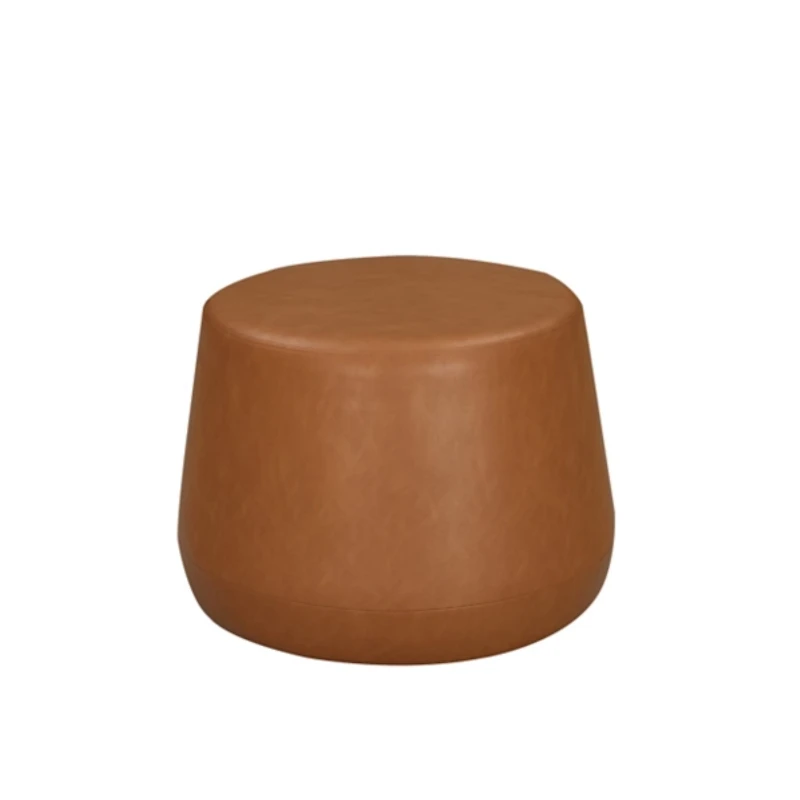 Newton Carmel Faux Leather Thimble Ottoman