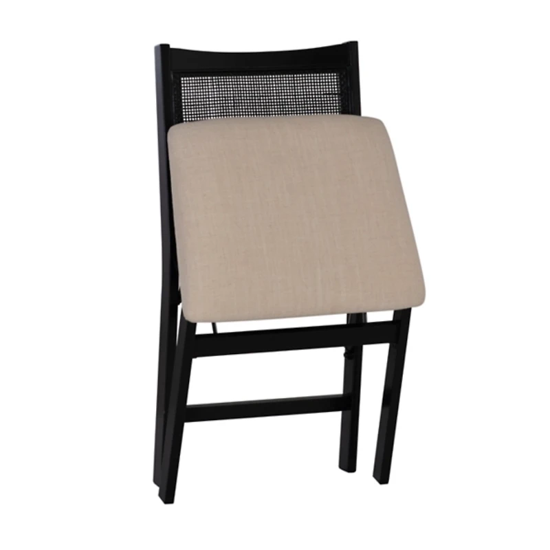 Black Woven Cane Foldable Dining Chair