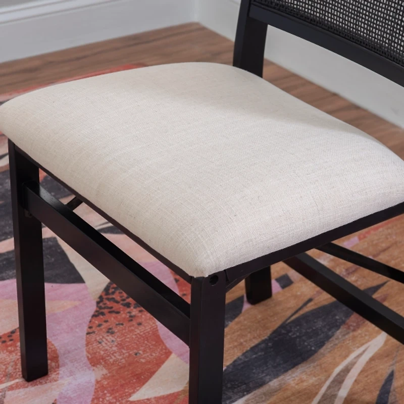 Black Woven Cane Foldable Dining Chair