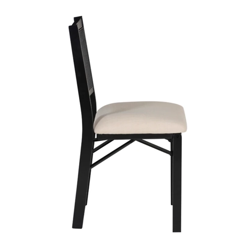 Black Woven Cane Foldable Dining Chair