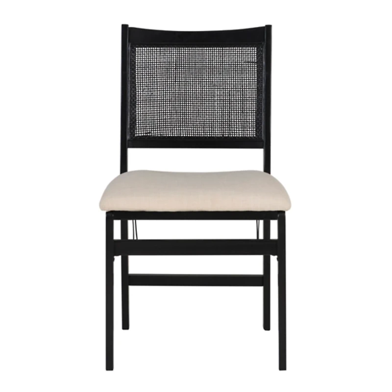 Black Woven Cane Foldable Dining Chair