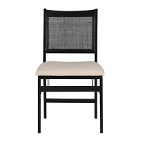 Black Woven Cane Foldable Dining Chair