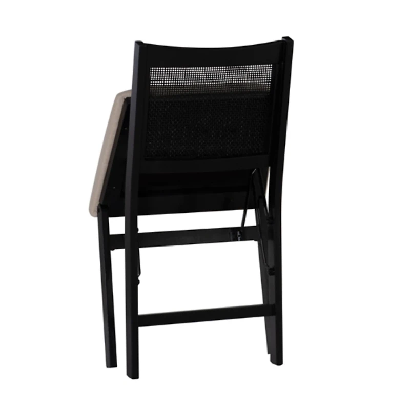 Black Woven Cane Foldable Dining Chair