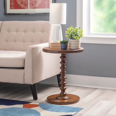 Brown Wood Spindle Side Table