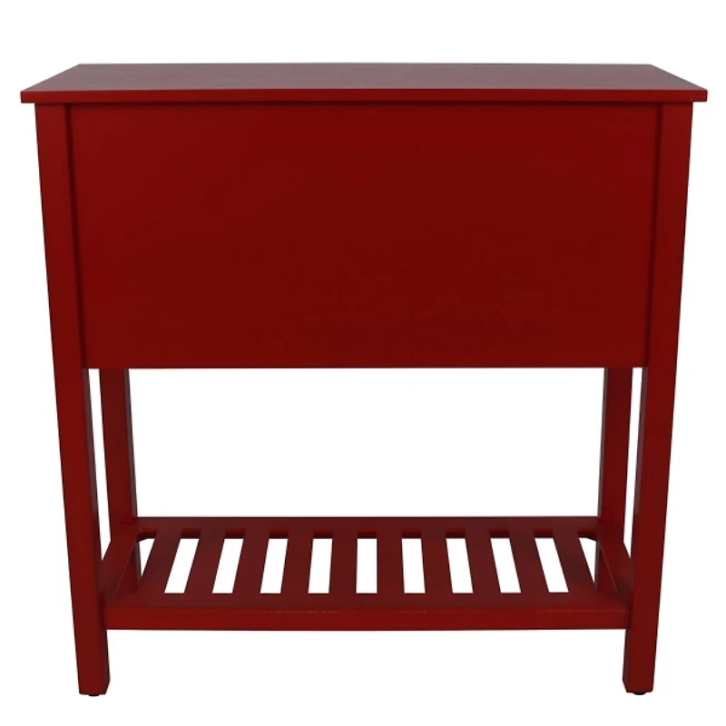 Red Wood 4-Drawer Console Table