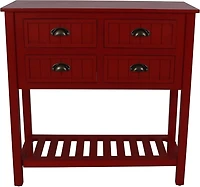 Red Wood 4-Drawer Console Table