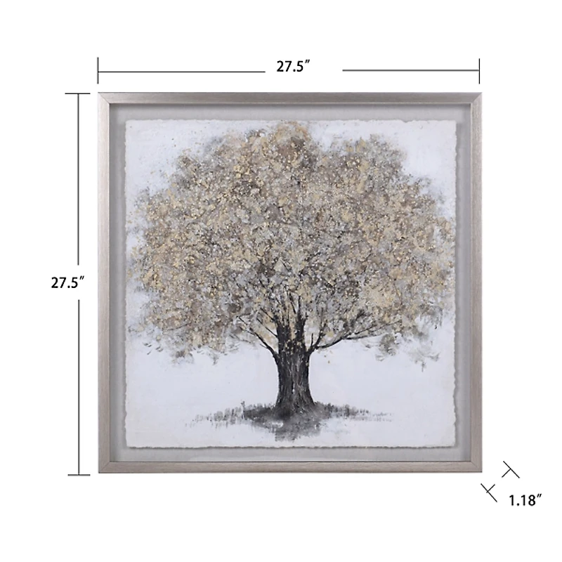 Gold Tree Rice Paper Framed Art Print