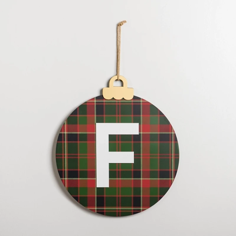 Monogram F Plaid Ornament Wall Plaque