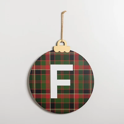 Monogram F Plaid Ornament Wall Plaque