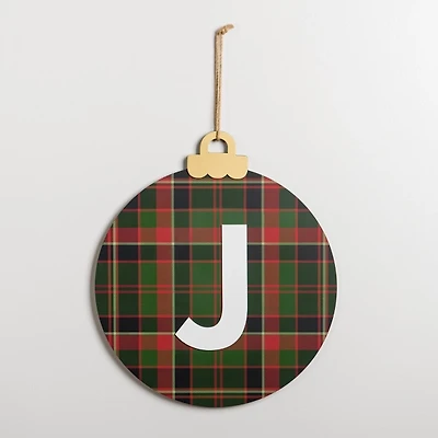 Monogram J Plaid Ornament Wall Plaque