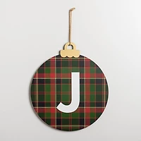 Monogram J Plaid Ornament Wall Plaque