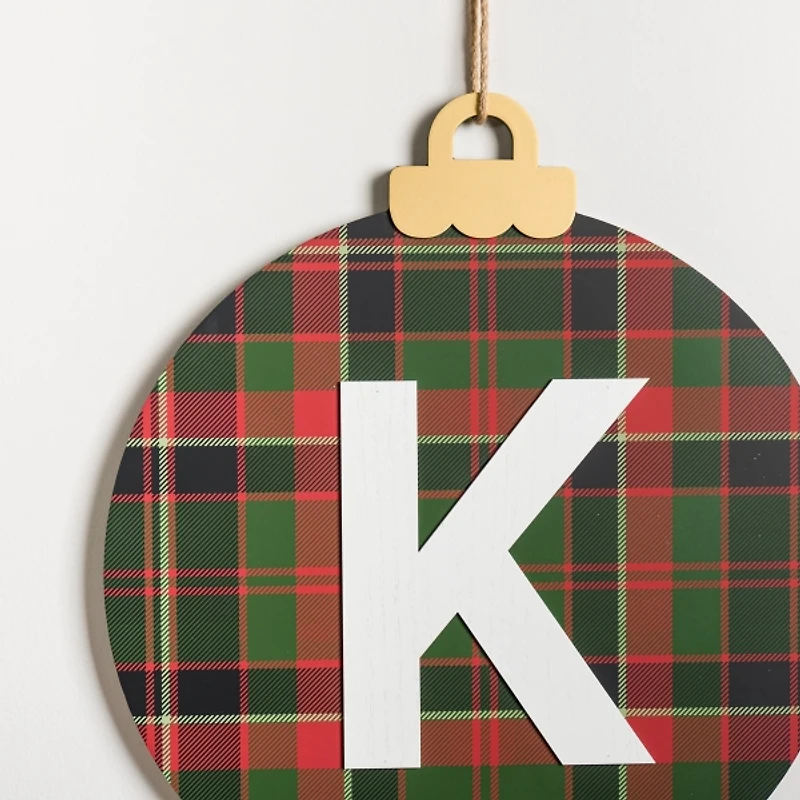 Monogram K Plaid Ornament Wall Plaque