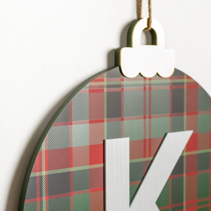 Monogram K Plaid Ornament Wall Plaque