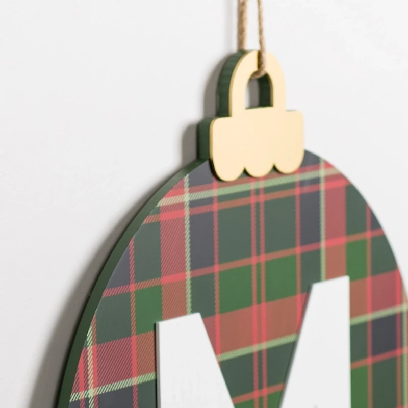Monogram M Plaid Ornament Wall Plaque