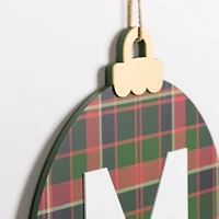Monogram M Plaid Ornament Wall Plaque