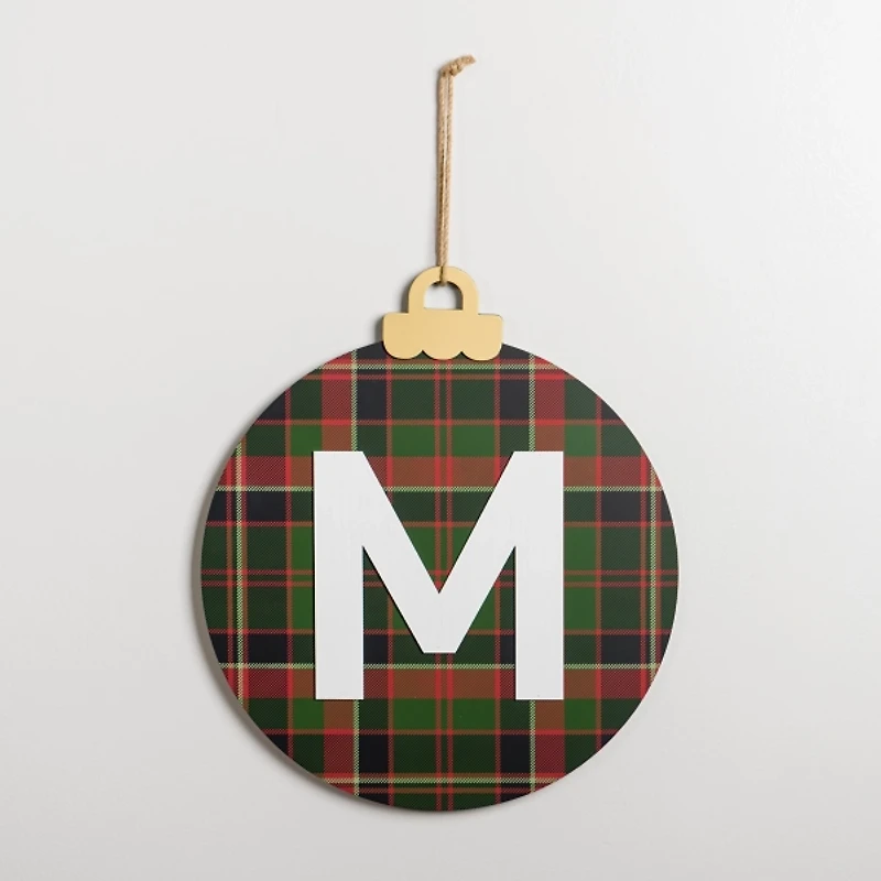Monogram M Plaid Ornament Wall Plaque