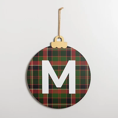 Monogram M Plaid Ornament Wall Plaque