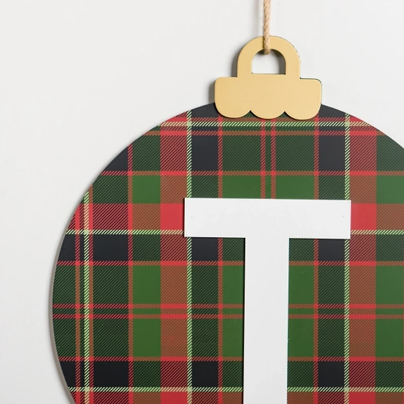 Monogram T Plaid Ornament Wall Plaque