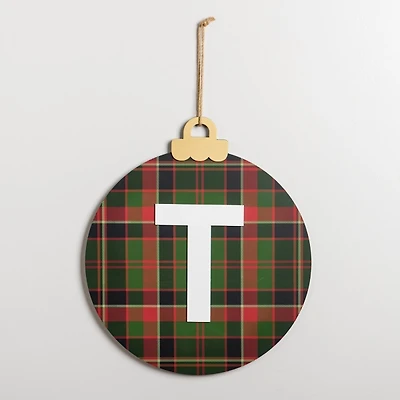 Monogram T Plaid Ornament Wall Plaque
