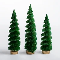 Green Swirl Bottle Brush Christmas Trees, Set of 3