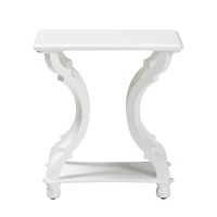 White Hourglass Wood Accent Table