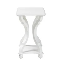 White Hourglass Wood Accent Table