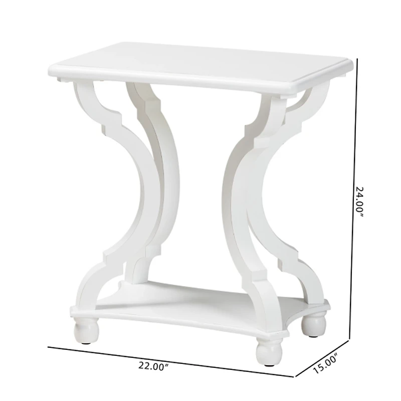 White Hourglass Wood Accent Table