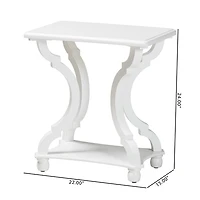 White Hourglass Wood Accent Table