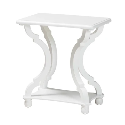 White Hourglass Wood Accent Table