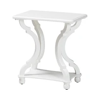 White Hourglass Wood Accent Table