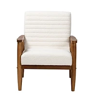 Ivory Boucle & Wood Frame Accent Chair