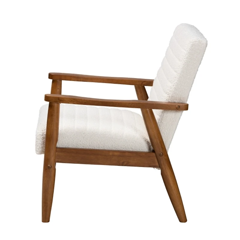 Ivory Boucle & Wood Frame Accent Chair